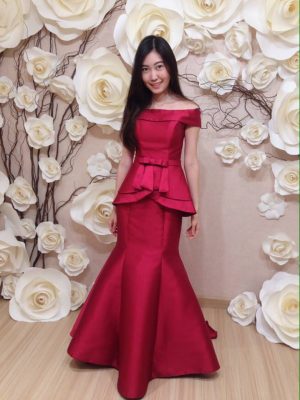 ชุดแต่งงาน ชุดออกงาน ชุดราตรี ให้เช่า สวย สีแดง